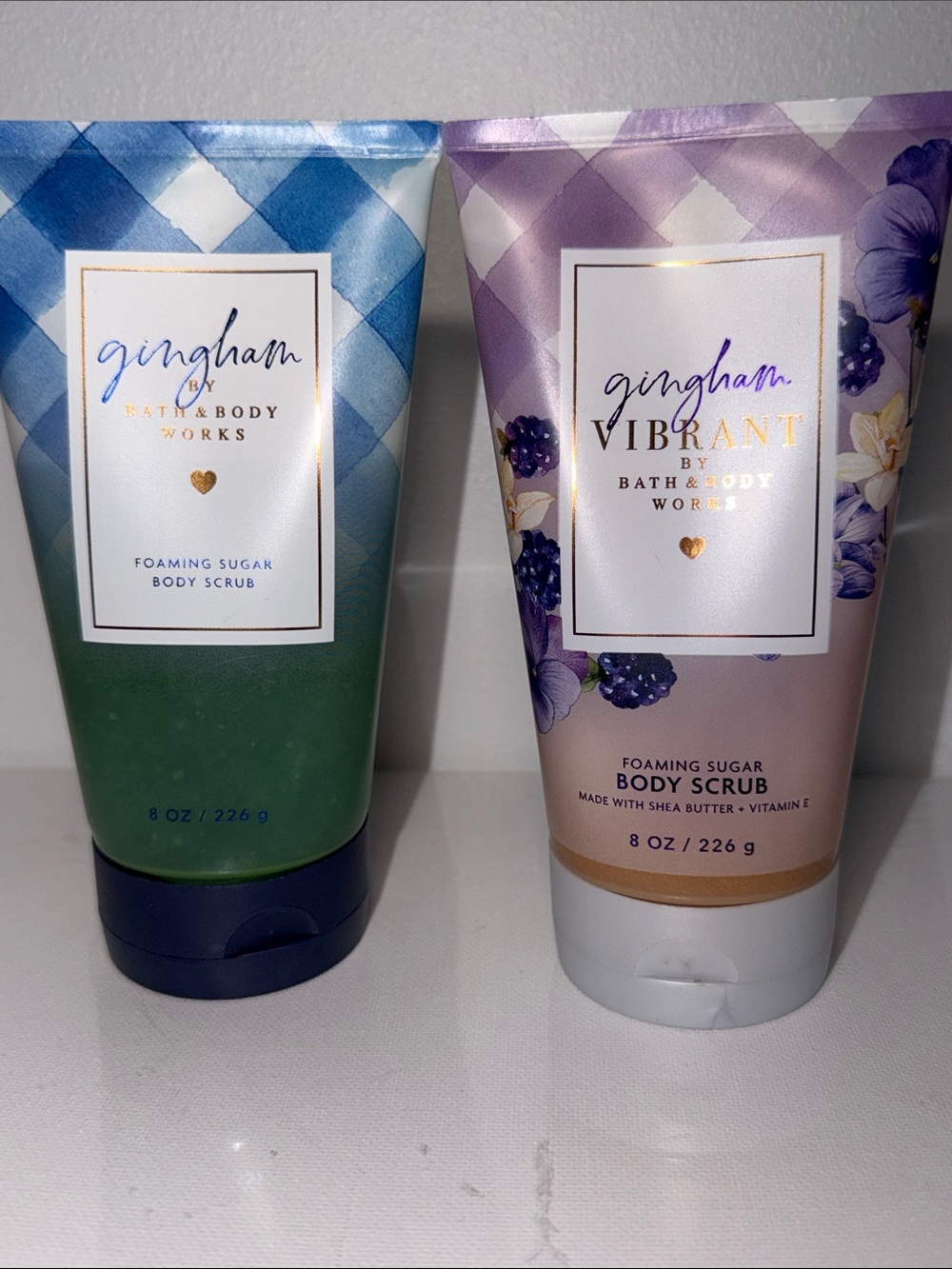 Bath & Body Works Gingham Vibrant and Gingham Foaming Sugar Body Scrub Bundle